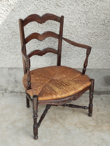 Fauteuil paille rustique