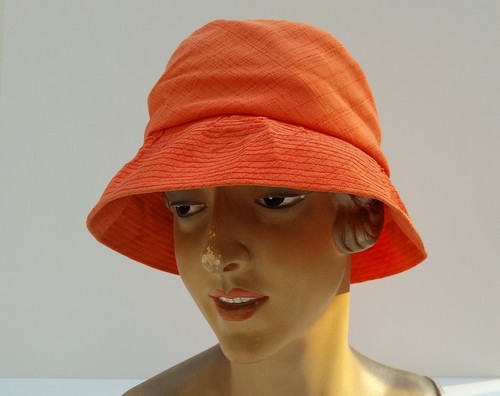Chapeau cloche doublé orange - cloche,