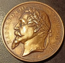 Napoléon III - médaille argent vermeil - Chartres 1865 par Oudiné SUP !