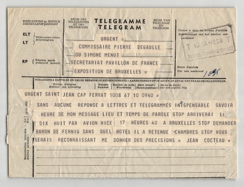 Jean cocteau télégramme - cocteau,