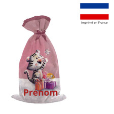 Hotte de Noel motif Tigre blanc de Noël - Création Stillistic - Personnalisable
