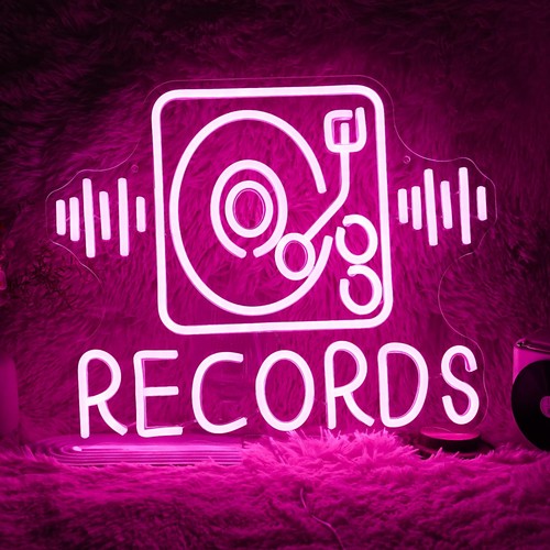 Records neon sign - records, wall
