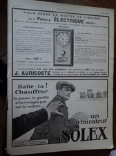 pendule électrique AURISCOTE + SOLEX + éclairage BRC publicité ILLUSTRATION 1913
