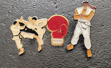 Pin's lot de 3 pins de Sport de Combat , Karaté , Gant de Boxe  (51)
