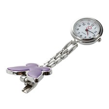 Montre Infirmiere Violet Mouvement a Quartz Forme Papillon Attache Epingle N1N5