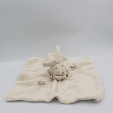 Doudou plat lapin beige blanc