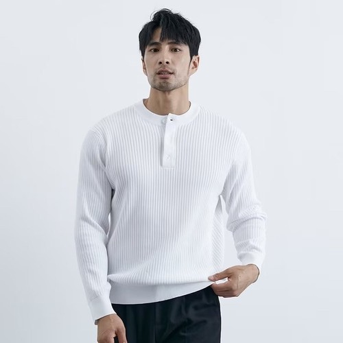 Pull homme maille fin col - en,