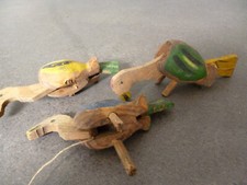 Vieux jouets-retro-collection - lot oiseaux articulés en bois anciens