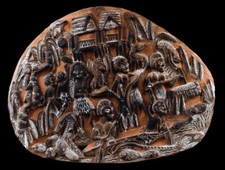 Story board, carved wood panel, Papua New Guinea, sculpture, pacific art