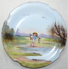 ENFANT PORTEUR D'EAU ASSIETTE ANCIENNE EN PORCELAINE §2