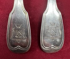 COUVERTS ARGENT MASSIF BLASON ARMOIRIE ECUSSON COURONNE MONARCHIE ROYALISTE 19EM