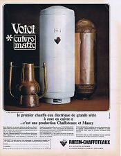 PUBLICITE ADVERTISING 015 1965 RHEEM CHAFFOTEAUX  chauffe eau électrique