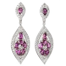 925 Argent Sterling Boucles Poire Grenade Rhodolite Simulé Zircone Gemme Bijoux