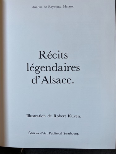 Récits légendaires alsace - récits,