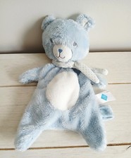 Tex baby doudou ours plat bleu blanc écharpe pois