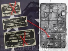 label plaque plaquette POSTE RADIO BC 1306 RECEIVER CROSLEY ALU . jeep willys