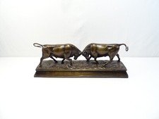 ANCIEN BRONZE COMBAT DE TAUREAU STATUE SCULPTURE ANIMALIERE FIGHTING BULL