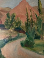 peinture huile panneau Carton Paysage Montagne F Desnoyer 1950 A Identifier Art