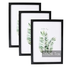 Lot de 3 cadres photo format A4 en bois avec verre acrylique pour dessins d'e...