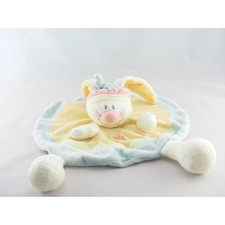 Doudou plat rond lapin jaune