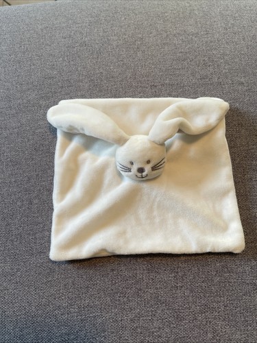 Doudou lapin blanc plat carré