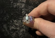 NEUVE JOLIE BAGUE T55 EN ARGENT AIGLE ET PTE PERLE TURQUOISE 