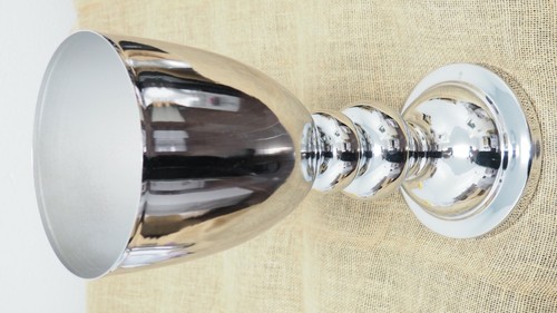 Silver aluminum goblet chalice - silver,