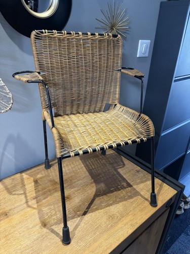 Chaise osier fer vintage - osier,