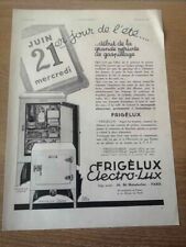 ▬►Publicité de 1933 - FRIGELUX réfrigérateur ELECTROLUX + Ondix BURBERRY - 2244