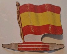 ESPAGNE DRAPEAU TOLE LITHO VINTAGE AMERICORAMA L'ALSACIENNE 1960