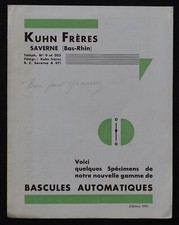 Catalogue 1934 KUHN Frères SAVERNE Bas-Rhin bascules automatiques balance