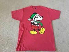 WORN ONCE! Disney Mickey Mouse Women Medium  Red Christmas T-Shirt Scarf Holiday