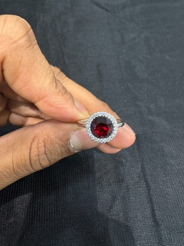 Bague halo rouge argent - bague,