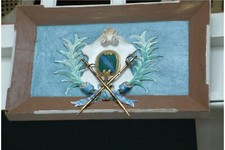 panneau de bois avec un blason de chevalier Autriche Hongrie Danube