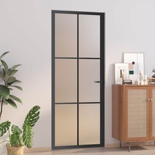 Porte Intérieure Verre ESG et Aluminium 83x201,5 cm Noir Porte Vitrée vidaXL