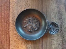 Taste-vin vintage en étain, à motif de lion, Etain à la Rose, made in France