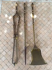 Accessoires de Cheminée en  Bronze Plein Ancien XIXème,  Pelle , Pince et Pique 