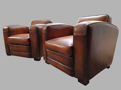 Fauteuils club vintage cuir - vintage,