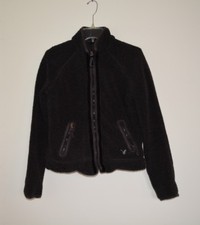 Women's American Eagle Fleece Jacket Size Large Black 