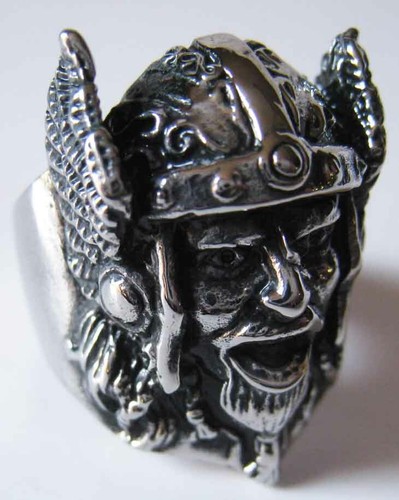 Bague inox tete viking - bague,