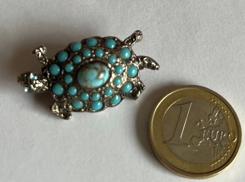 Broche tortue metal perles - broche, metal/