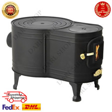 Poêle à bois Honma en acier inoxydable noir résistant à la chaleur avec fenêt...