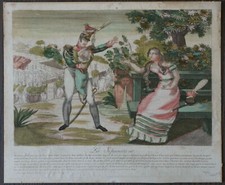 BEGAT.F XIXEME-GRAVURE ORIGINALE AQUARELLEE-HISTOIRE D'ELISA-LA SEPARATION