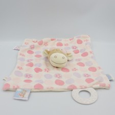 Doudou plat vache blanche rose