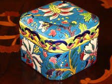 Coffret en Emaux de Longwy ancien jolie décor bonbonnière en émaux de longwy