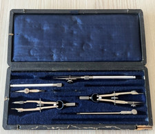 Ancien Vintage Boite de COMPAS bois Kompass Compass en métal Dessin industriel