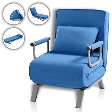Makika Fauteuil Lit Chauffeuse Chaise Longue Accoudoirs Pliable Canapé Bleu