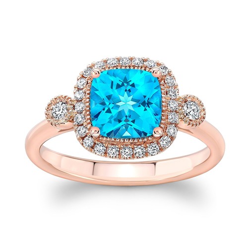 14k rose coussin topaze - or,