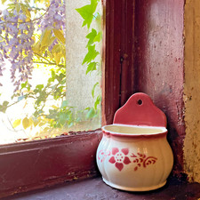 Bouquetière Pot mural Cuisine Vintage Faïence Lunéville St Clément Décor Floral