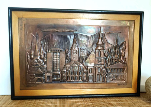 Tableau cuivre repoussé